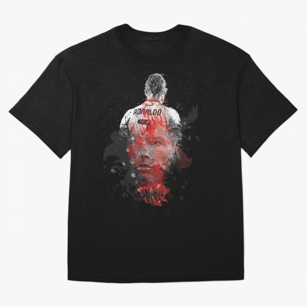 Abstract Football Player Portrait Retro Poster Art For Men, Gift For Soccer Fans Oversized T-Shirt Carry the Colors and Pride of Global Football Passion for FIFA World Cup 2026, Celebrating Messi, Brazil, Portugal and Argentina, Vintage Soccer