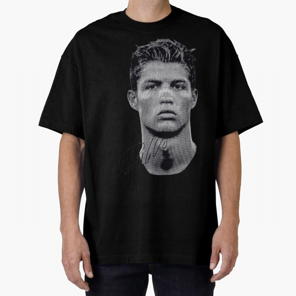 Retro Football Legend Portrait Illustration For Men And Gift For Soccer Fans Oversized T-Shirt Follow Every Goal of Match Day Hype around FIFA World Cup 2026 USA Canada Mexico, CR7, Spain and Netherlands, Goal Celebration Energy, Supporter