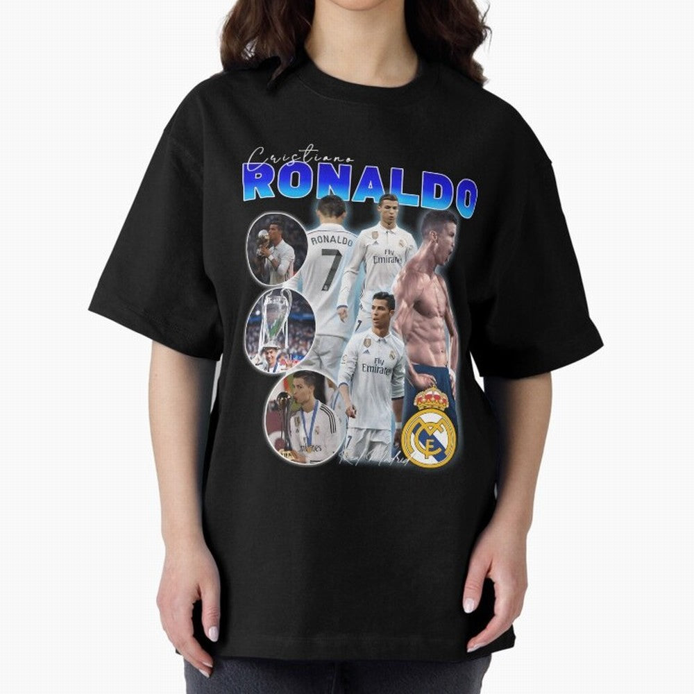 CR7 Real Madrid Poster ¨C For Football Fans and Gift For Ronaldo Supporters Oversized T-Shirt Live the Energy of the FIFA World Cup 2026 USA Canada Mexico Journey through Messi, Neymar and Mbappe Highlights, England, France and Netherlands Pride,