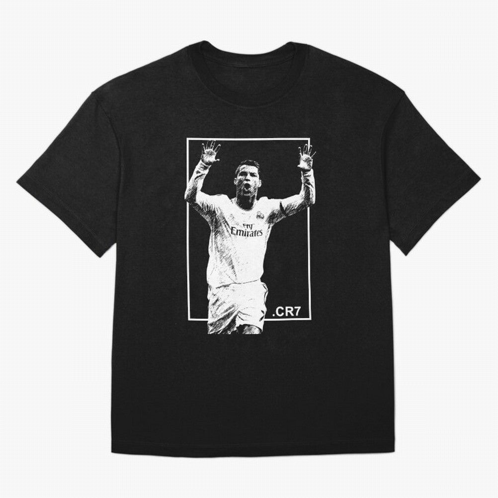 Cristiano Ronaldo CR7 in Black and White Design Oversized T-Shirt Make Every Kick Count in Match Day Hype around FIFA World Cup 2026, Haaland, Portugal, Spain and Germany, Match Day Excitement, Supporter Culture, Golden Goals and Global Football