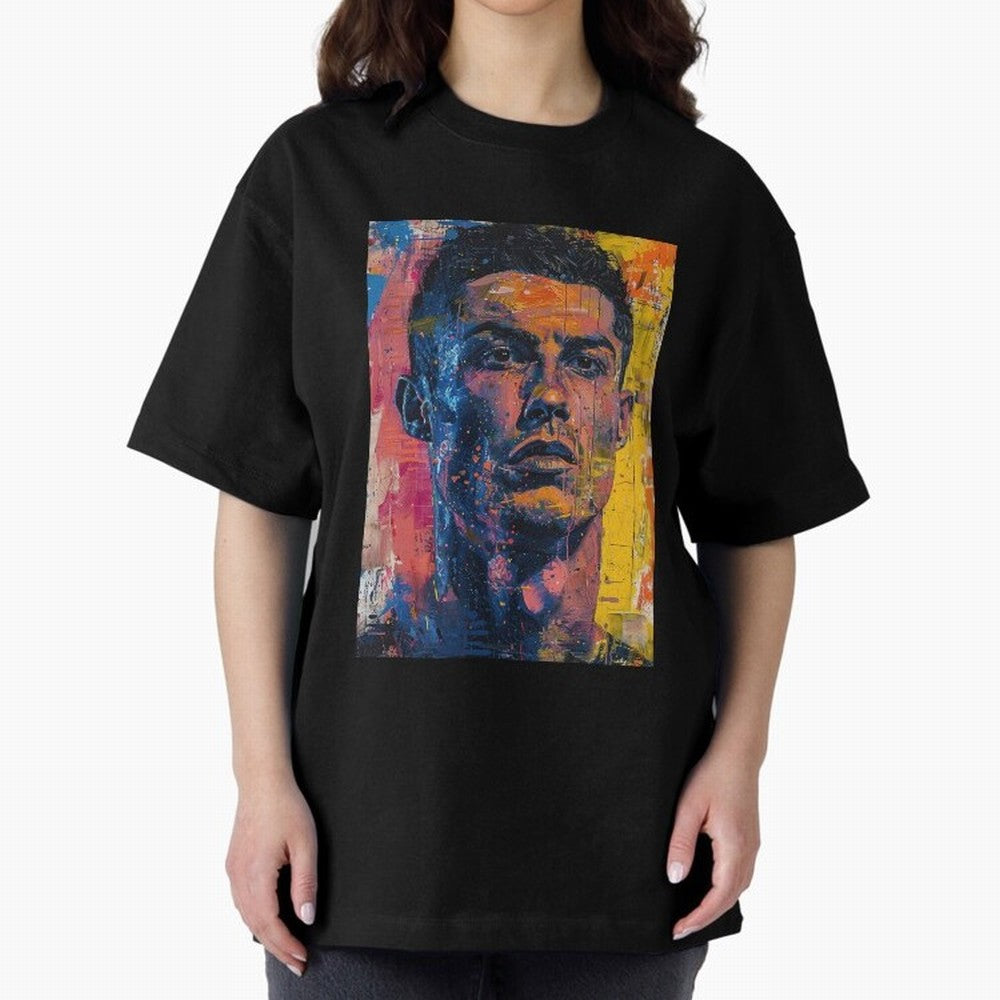 Cristiano Ronaldo illustration Oversized T-Shirt Relive the FIFA World Cup 2026 Journey through Neymar Highlights, Netherlands Pride, Game Day Rituals, Football Legends, Country Pride and the Road to the Final; Created for Match Day Parties, Soccer