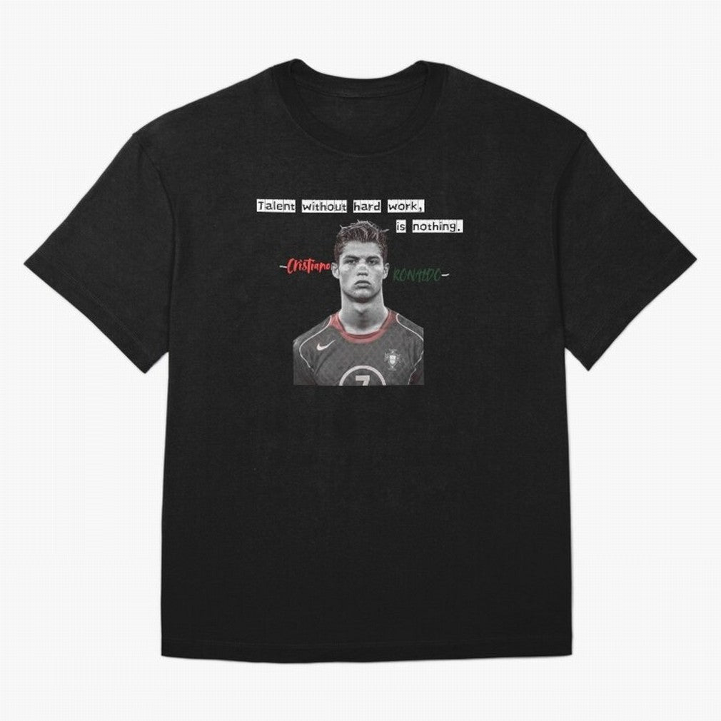 Cristiano Ronaldo - Dedication | NextLevel Motivation Oversized T-Shirt Get Ready for Global Football Passion for FIFA World Cup 2026 Group Stage, with Haaland and Mbappe, England and Germany, Retro Football Energy, Iconic Rivalries, Trophy Chase