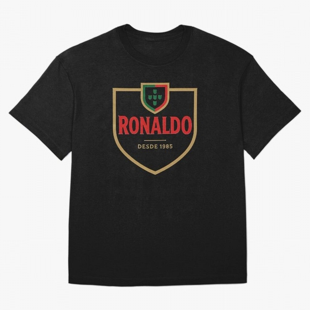 Ronaldo Emblem Sticker ¨C Gold Crest Parody Design Oversized T-Shirt Support Your Favorite Stars during Global Football Passion for FIFA World Cup 2026, Centered on Messi, CR7 and Mbappe, France and Portugal, Championship Spirit, Famous Goals,
