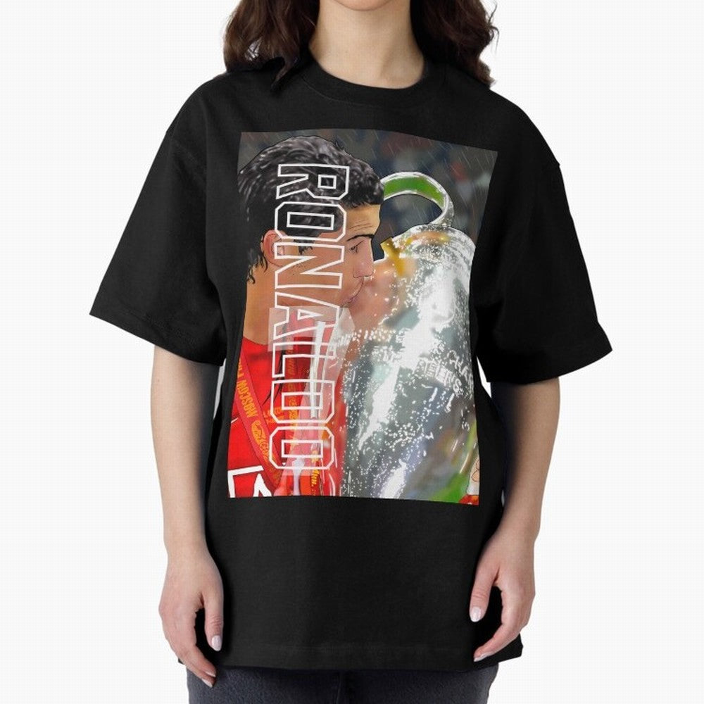 Cristiano Ronaldo ¨C 2008 Manchester United Champions League Glory Artwork by GrizzlyGFX Oversized T-Shirt Feel International Energy from FIFA World Cup 2026 USA Canada Mexico Centered on Haaland, Argentina Energy, Match Day Excitement, Supporter