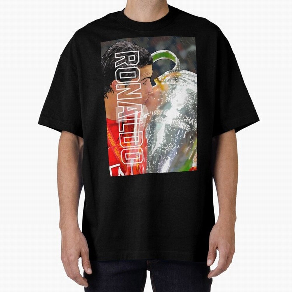 Cristiano Ronaldo ¨C 2008 Manchester United Champions League Glory Artwork by GrizzlyGFX Oversized T-Shirt Feel International Energy from FIFA World Cup 2026 USA Canada Mexico Centered on Haaland, Argentina Energy, Match Day Excitement, Supporter