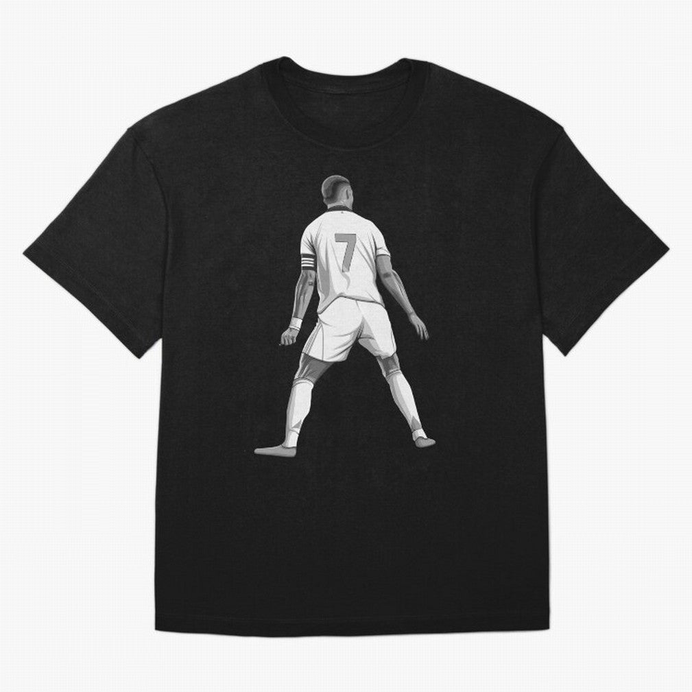 Cristiano Ronaldo Black and White Version Oversized T-Shirt Support Your Favorite Stars during FIFA World Cup 2026 USA Canada Mexico for Fans of Mbappe and Neymar and Spain, Bringing Football History, Final Match Energy, Crowd Noise and Once in a