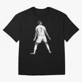 Cristiano Ronaldo Black and White Version Oversized T-Shirt Support Your Favorite Stars during FIFA World Cup 2026 USA Canada Mexico for Fans of Mbappe and Neymar and Spain, Bringing Football History, Final Match Energy, Crowd Noise and Once in a