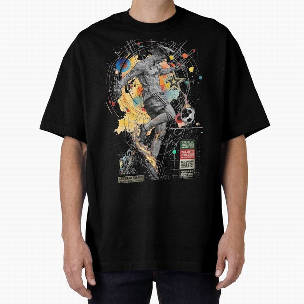 Cristiano Ronaldo Football Playmaker Oversized T-Shirt Show Support during the FIFA World Cup 2026 USA Canada Mexico Journey through Messi Highlights, Argentina Pride, Championship Spirit, Famous Goals, Roaring Crowds and International Football