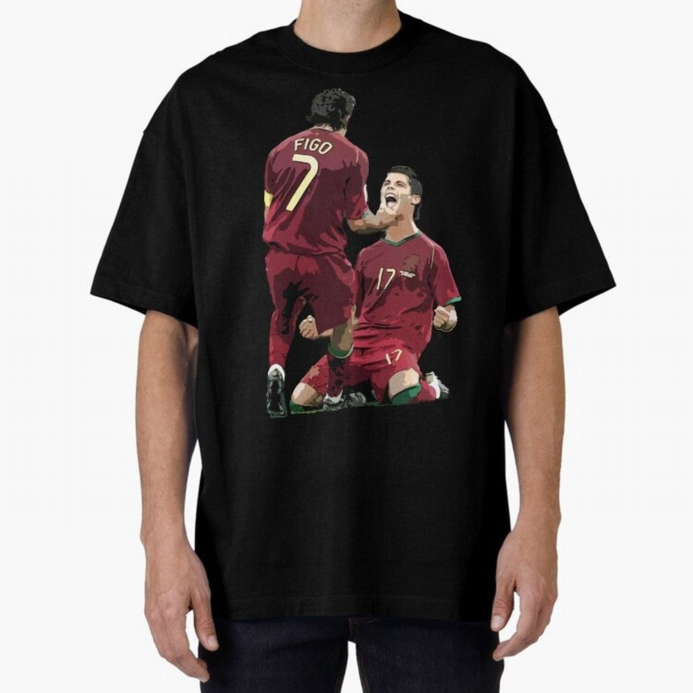 Luis Figo & Cristiano Ronaldo Oversized T-Shirt Join the Countdown to FIFA World Cup 2026 USA Canada Mexico Spirit, Filled with France, Mbappe and Neymar, Game Day Rituals, Football Legends, Country Pride and the Road to the Final; Created for