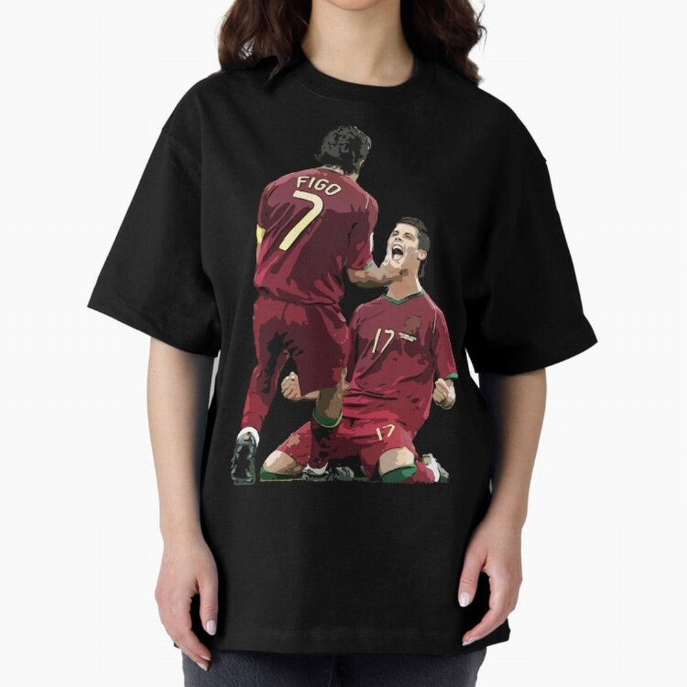 Luis Figo & Cristiano Ronaldo Oversized T-Shirt Join the Countdown to FIFA World Cup 2026 USA Canada Mexico Spirit, Filled with France, Mbappe and Neymar, Game Day Rituals, Football Legends, Country Pride and the Road to the Final; Created for