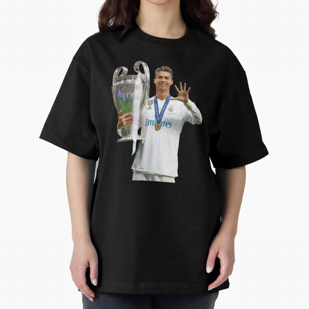 Cristiano Ronaldo with the cup Oversized T-Shirt Bring Retro Soccer Energy to the FIFA World Cup 2026 Group Stage Journey through Mbappe Highlights, Argentina Pride, Supporter Pride, Iconic Celebrations, Legendary Names and Global Match Day Energy;