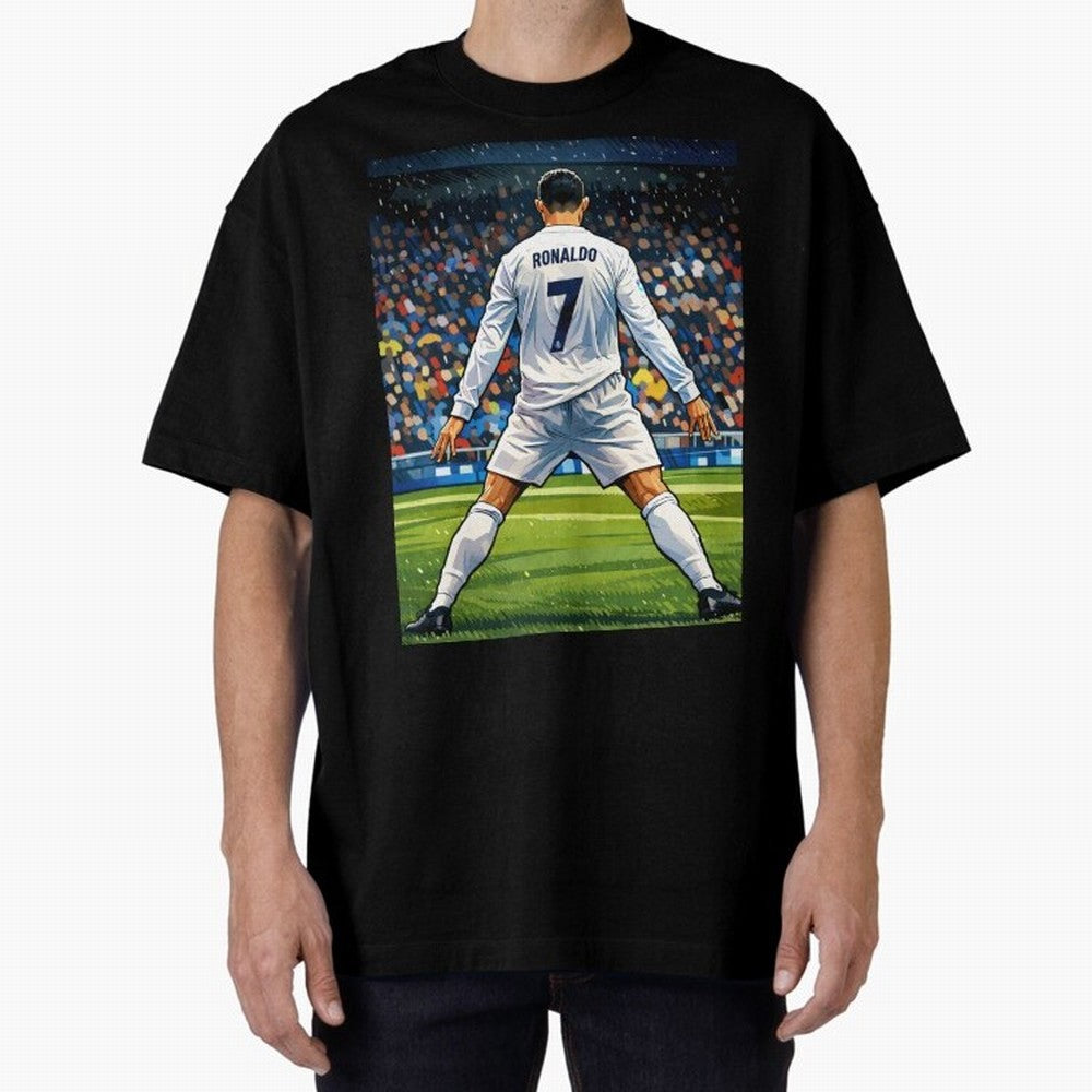 CR7 Oversized T-Shirt Make Memories around the FIFA World Cup 2026 USA Canada Mexico Journey through Messi and Cristiano Ronaldo Highlights, England Pride, Championship Spirit, Famous Goals, Roaring Crowds and International Football Unity; Made for