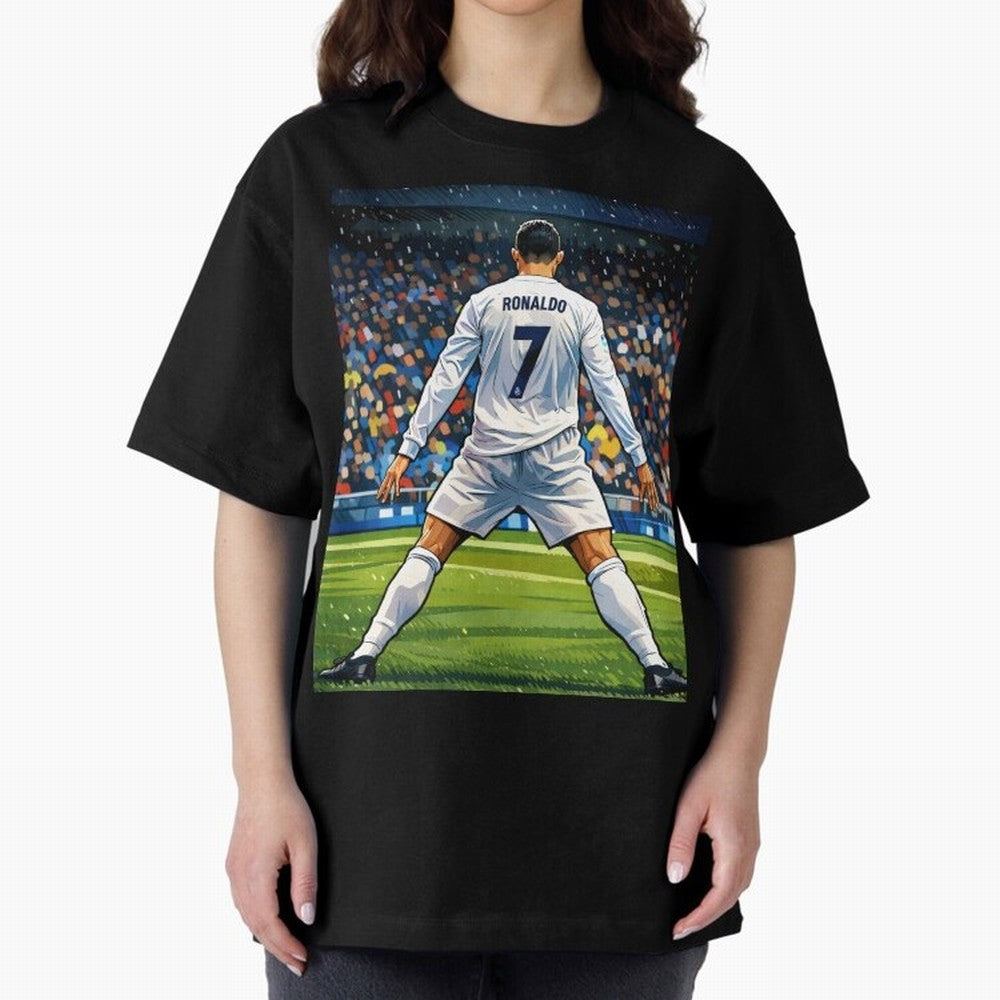 CR7 Oversized T-Shirt Make Memories around the FIFA World Cup 2026 USA Canada Mexico Journey through Messi and Cristiano Ronaldo Highlights, England Pride, Championship Spirit, Famous Goals, Roaring Crowds and International Football Unity; Made for