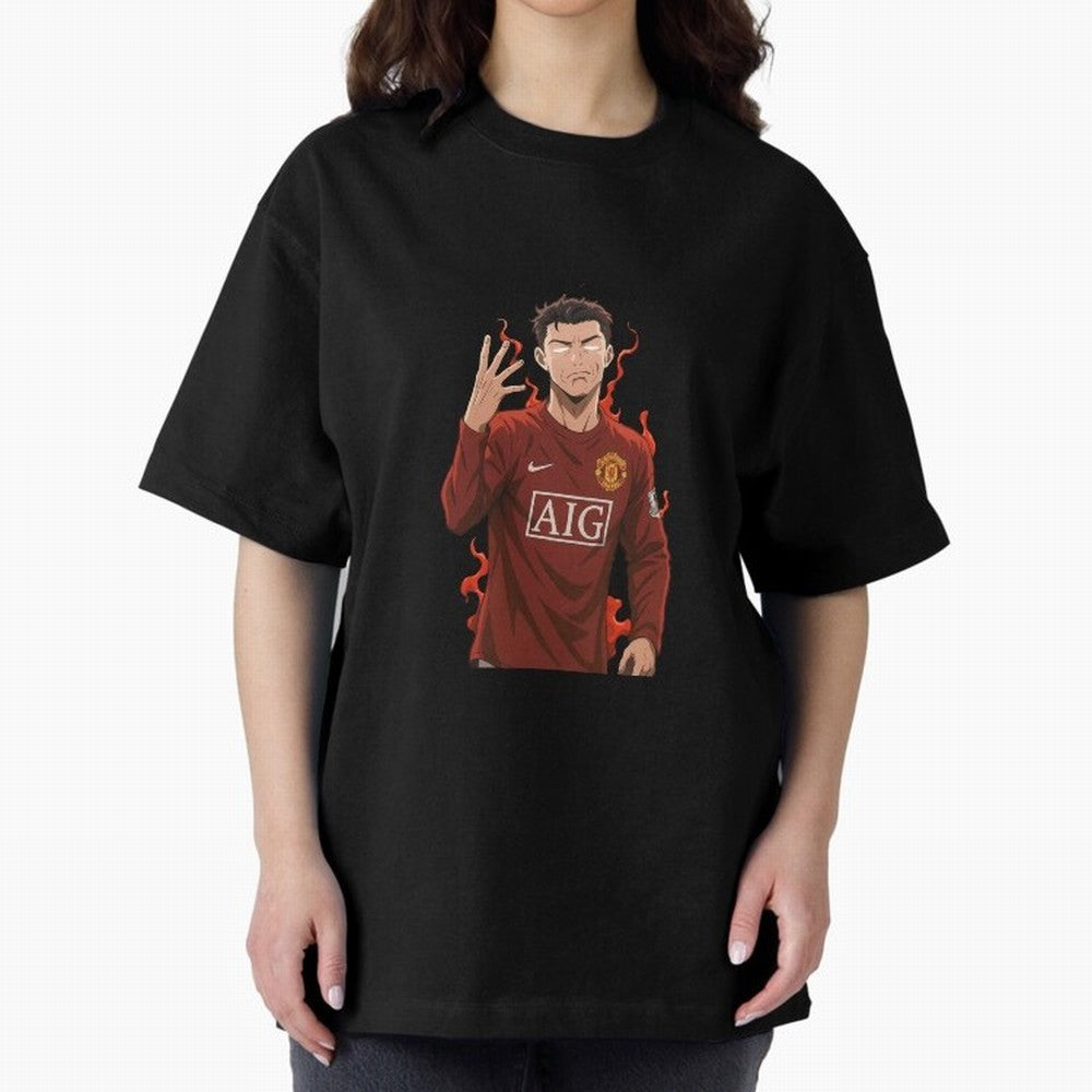 Cristiano Ronaldo Anime Art ¨C Blue Lock Inspired Football Legend Oversized T-Shirt Feel the Trophy Chase of Match Day Hype around FIFA World Cup 2026, Mbappe and Neymar, Spain, Game Day Rituals, Football Legends, Country Pride and the Road to the