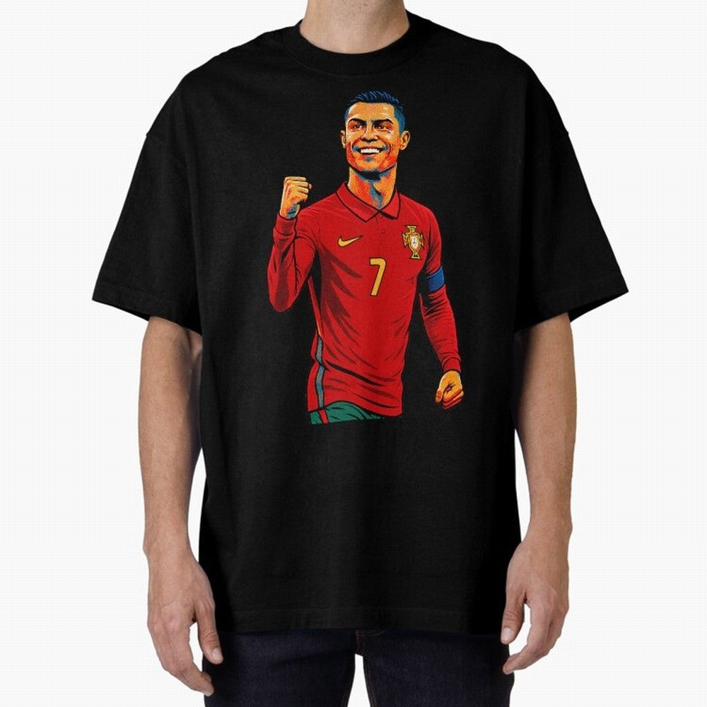 Cristiano Ronaldo Goal Pop Art Oversized T-Shirt Turn Every Weekend Toward FIFA World Cup 2026 Made for Mbappe, Argentina and Brazil Energy, Match Day Excitement, Supporter Culture, Golden Goals and Global Football Passion; Ideal for Passionate