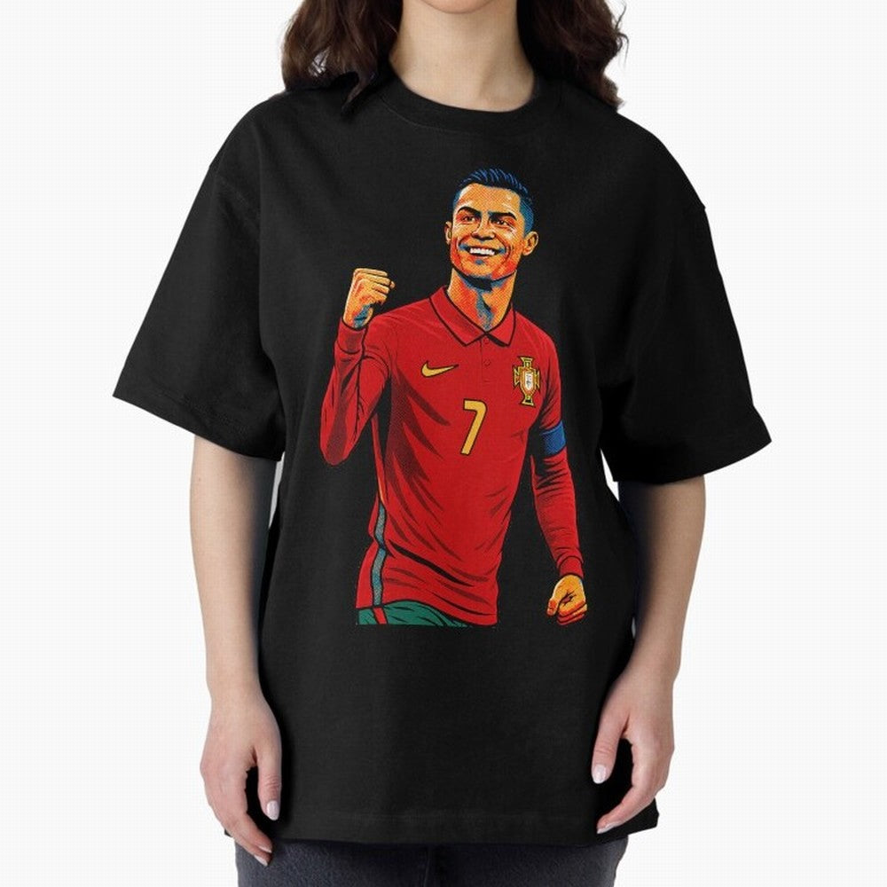 Cristiano Ronaldo Goal Pop Art Oversized T-Shirt Turn Every Weekend Toward FIFA World Cup 2026 Made for Mbappe, Argentina and Brazil Energy, Match Day Excitement, Supporter Culture, Golden Goals and Global Football Passion; Ideal for Passionate
