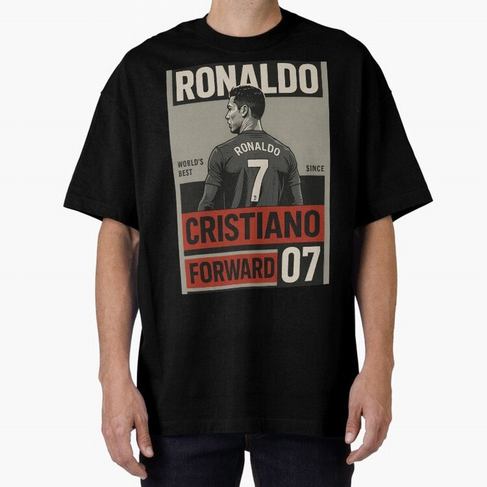 CR7 Legacy ¨C Cold Blooded Greatness Poster Art Oversized T-Shirt Celebrate the Stars of Global Football Passion for FIFA World Cup 2026 USA Canada Mexico, Inspired by Haaland, Spain, Vintage Soccer Flavor, Modern Football Stars, National Flags and