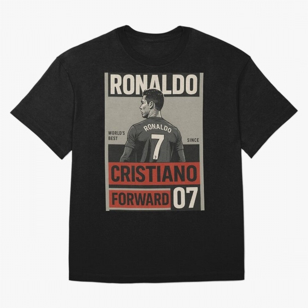 CR7 Legacy ¨C Cold Blooded Greatness Poster Art Oversized T-Shirt Celebrate the Stars of Global Football Passion for FIFA World Cup 2026 USA Canada Mexico, Inspired by Haaland, Spain, Vintage Soccer Flavor, Modern Football Stars, National Flags and