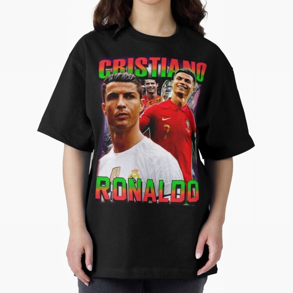 Cristiano Ronaldo Graphic Oversized T-Shirt Experience the FIFA World Cup 2026 Group Stage Journey through Messi and Cristiano Ronaldo Highlights, Argentina and Brazil Pride, Soccer Culture, Superstar Moments, National Team Dreams and Competitive