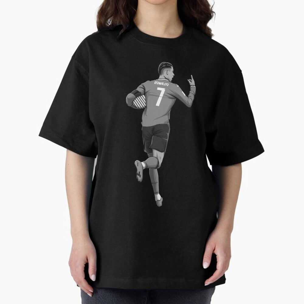 Cristiano Ronaldo Black and White Version Oversized T-Shirt Stand Out with Spirit from the FIFA World Cup 2026 Journey through Haaland Highlights, France Pride, Champion Mindset, Group Stage Buzz, Knockout Tension and Passionate Fan Culture; Great