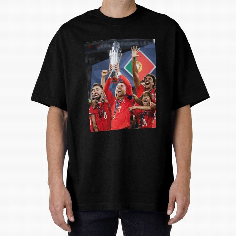 Portugal Football Team | 2025 Champions | Illustration Drawing Oversized T-Shirt Get Ready for FIFA World Cup 2026 Group Stage for Fans of Mbappe and Portugal, Bringing Football History, Final Match Energy, Crowd Noise and Once in a Lifetime