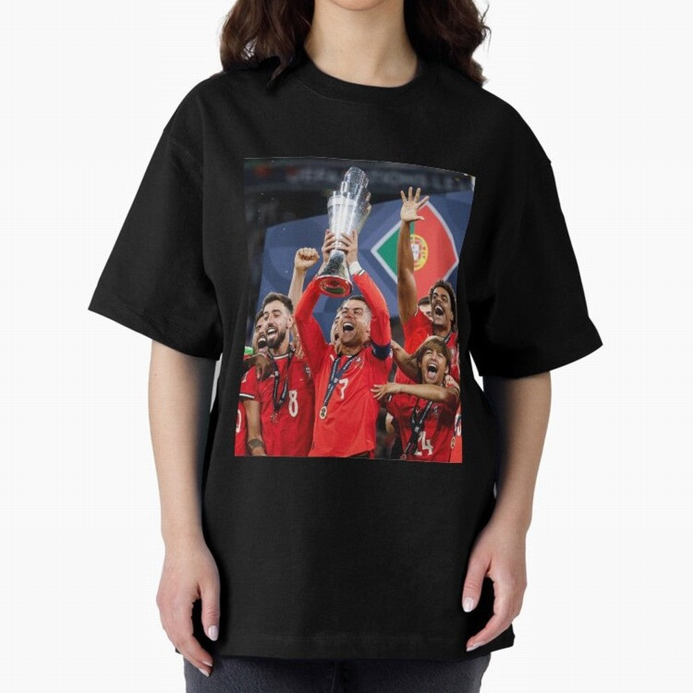 Portugal Football Team | 2025 Champions | Illustration Drawing Oversized T-Shirt Get Ready for FIFA World Cup 2026 Group Stage for Fans of Mbappe and Portugal, Bringing Football History, Final Match Energy, Crowd Noise and Once in a Lifetime