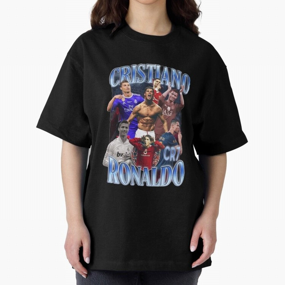 Cristiano Ronaldo GOAT Oversized T-Shirt Celebrate the Road through FIFA World Cup 2026 Celebrating Messi, Argentina and Brazil Energy, Stadium Chants, National Pride, Trophy Dreams and Unforgettable Football Memories; Made for Collectors Who Enjoy