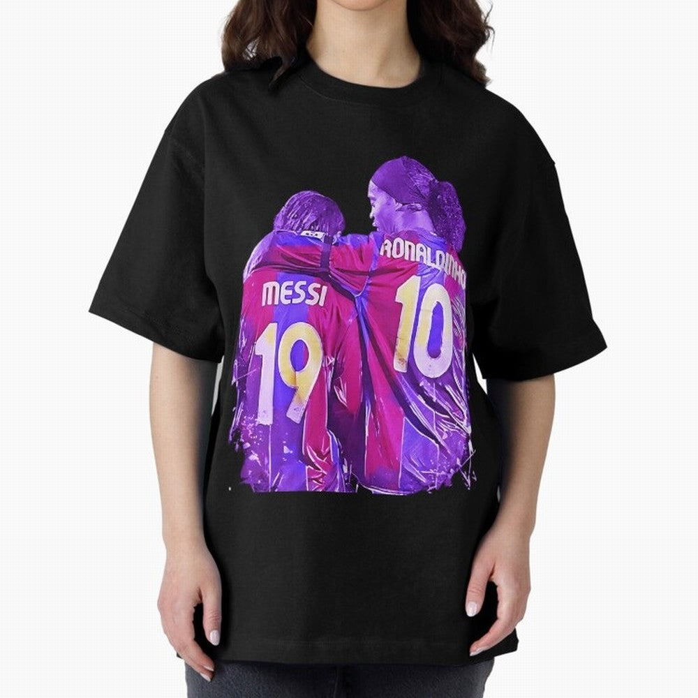 ronaldinho and messi - goat Oversized T-Shirt Feel the Roar of the FIFA World Cup 2026 USA Canada Mexico Journey through Messi Highlights, Argentina and Brazil Pride, Stadium Memories, Football Loyalty, International Chants and Championship