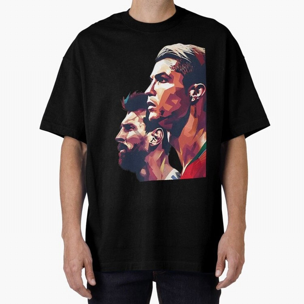 ronaldo and messi - Goat Oversized T-Shirt Celebrate Football Dreams Across Global Football Passion for FIFA World Cup 2026 Group Stage, Driven by Messi, Neymar and Mbappe, Brazil, Portugal and Argentina, Goal Celebration Energy, Supporter