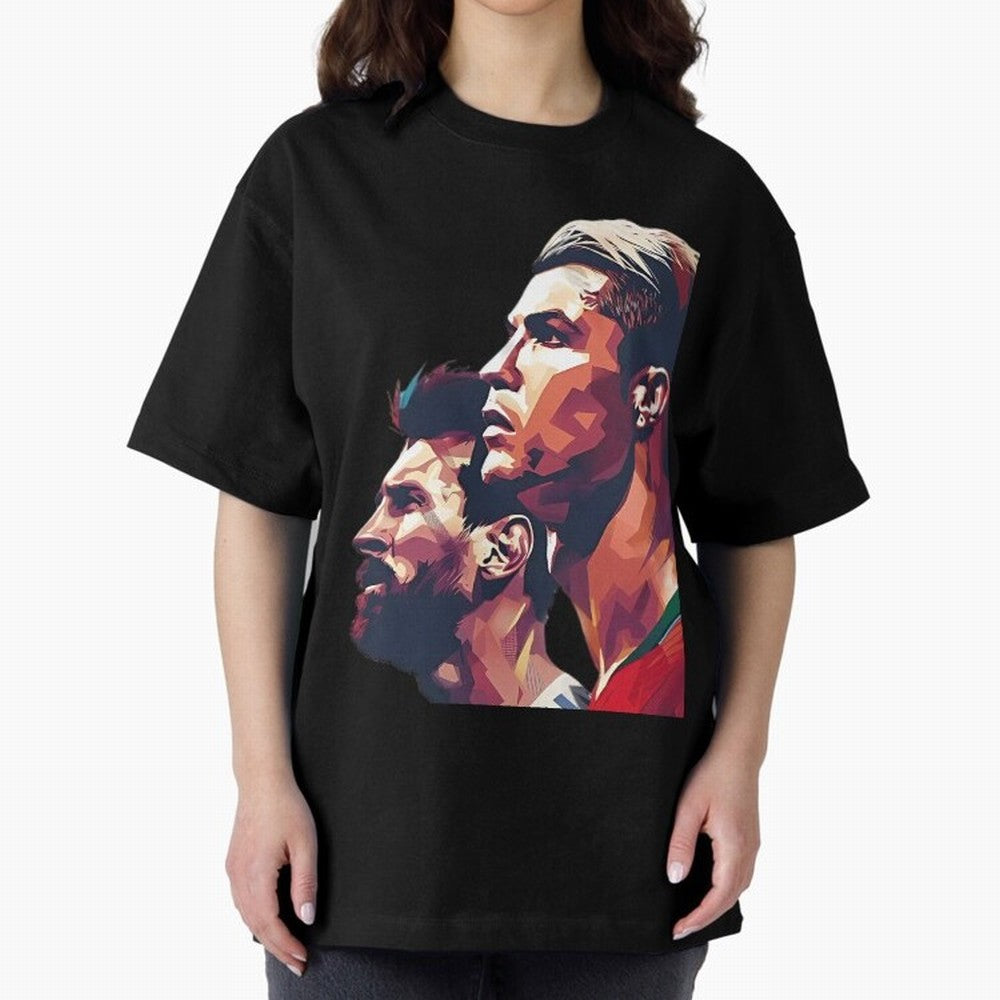 ronaldo and messi - Goat Oversized T-Shirt Celebrate Football Dreams Across Global Football Passion for FIFA World Cup 2026 Group Stage, Driven by Messi, Neymar and Mbappe, Brazil, Portugal and Argentina, Goal Celebration Energy, Supporter
