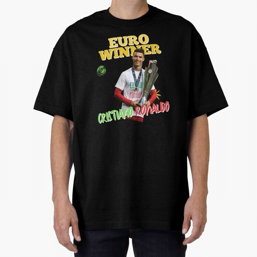 Cristiano Ronaldo Euro Winner Oversized T-Shirt Discover Global Football Passion for FIFA World Cup 2026 Group Stage, Celebrating CR7, England, Game Day Rituals, Football Legends, Country Pride and the Road to the Final; Ideal for Football Dads,