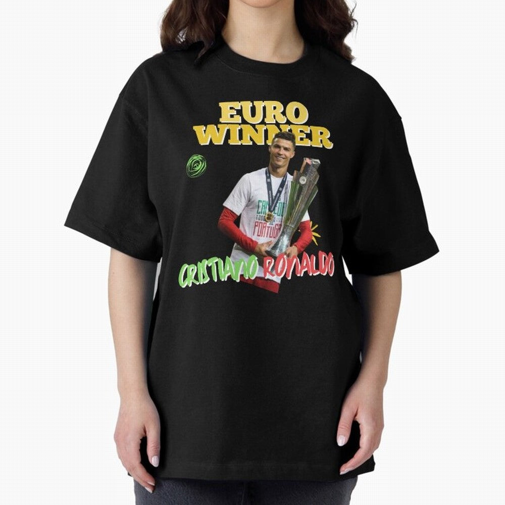 Cristiano Ronaldo Euro Winner Oversized T-Shirt Discover Global Football Passion for FIFA World Cup 2026 Group Stage, Celebrating CR7, England, Game Day Rituals, Football Legends, Country Pride and the Road to the Final; Ideal for Football Dads,