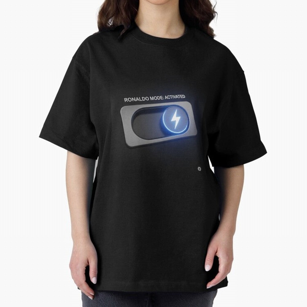 Ronaldo Mode: Activated ¨C Power Switch Football Art Oversized T-Shirt Celebrate FIFA World Cup 2026 USA Canada Mexico for Fans of Mbappe and Neymar and France and Portugal, Bringing Football Passion, Legendary Performances, Festival Vibes and