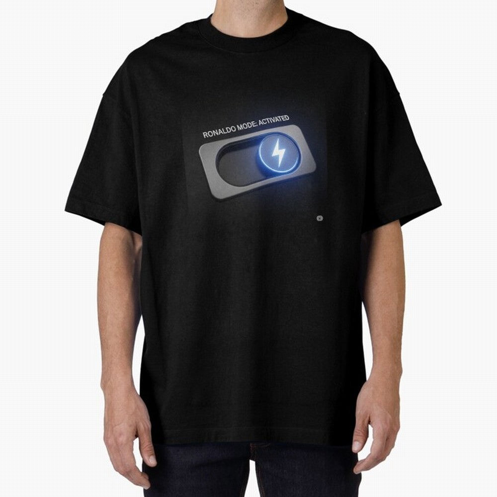 Ronaldo Mode: Activated ¨C Power Switch Football Art Oversized T-Shirt Celebrate FIFA World Cup 2026 USA Canada Mexico for Fans of Mbappe and Neymar and France and Portugal, Bringing Football Passion, Legendary Performances, Festival Vibes and