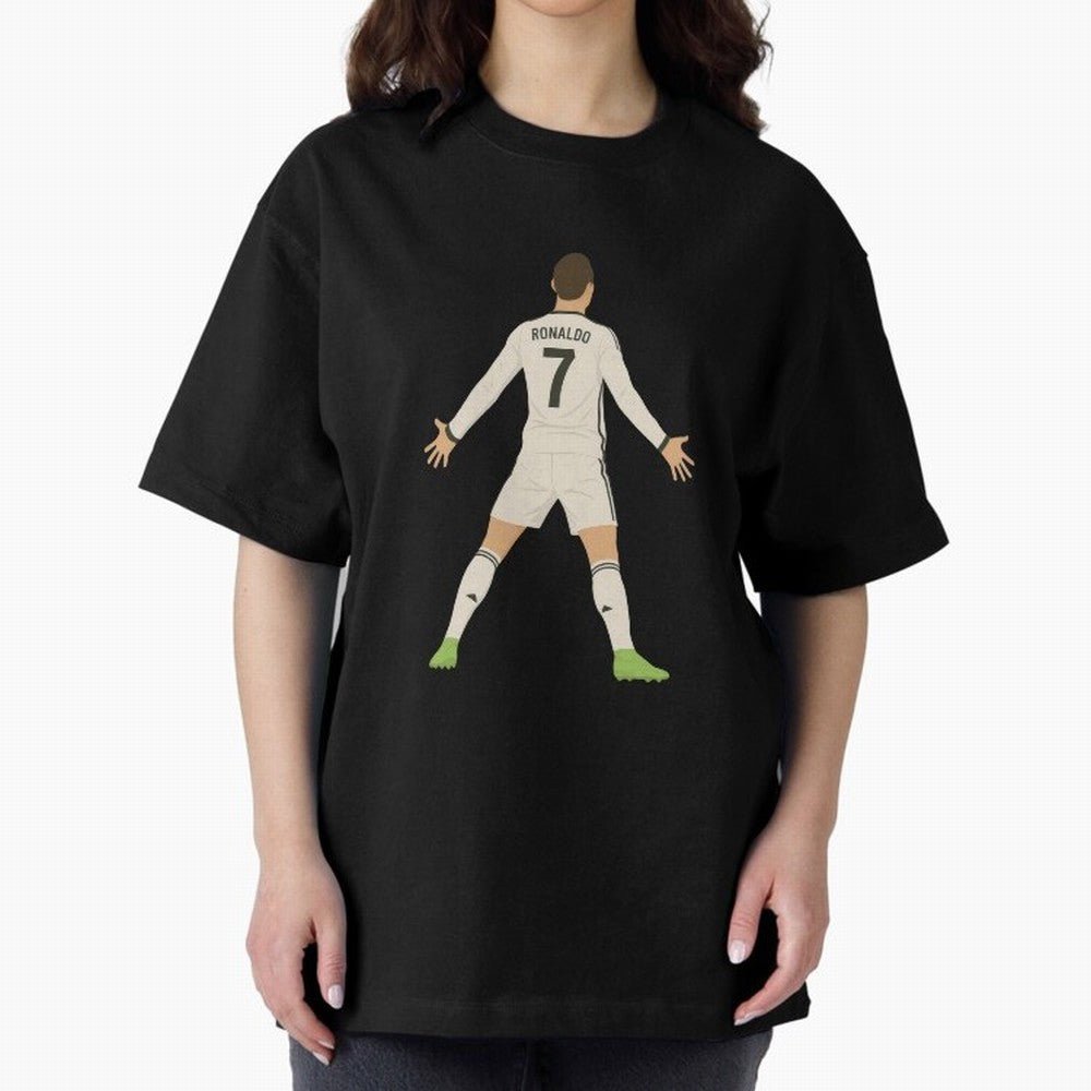 Cristiano Ronaldo Iconic Celebration Oversized T-Shirt Follow Global Football Passion for FIFA World Cup 2026 Group Stage, Celebrating Cristiano Ronaldo, Haaland and CR7, Argentina, France and Brazil, Classic Soccer Heritage, Championship Pressure,