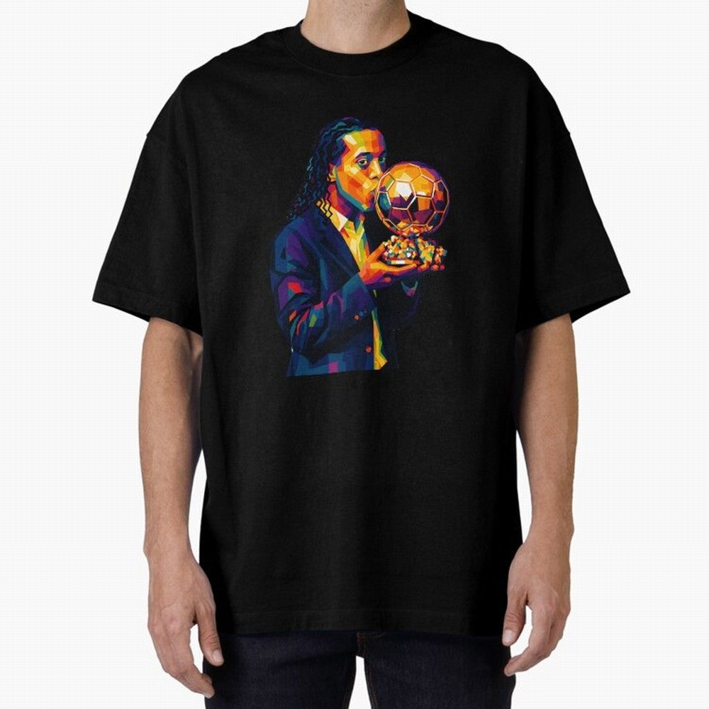 Ronaldinho Wpap Art Oversized T-Shirt Bring Match Day Fire to FIFA World Cup 2026 Connected to Haaland, France and Portugal Energy, Fan Favorite Moments, National Team Passion, Big Match Drama and Soccer History; Made for Die Hard Supporters,