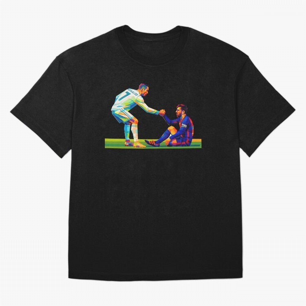 Cristiano Ronaldo & Messi Wpap Art Oversized T-Shirt Mark the FIFA World Cup 2026 USA Canada Mexico Journey through Messi Highlights, France Pride, Championship Spirit, Famous Goals, Roaring Crowds and International Football Unity; Perfect for