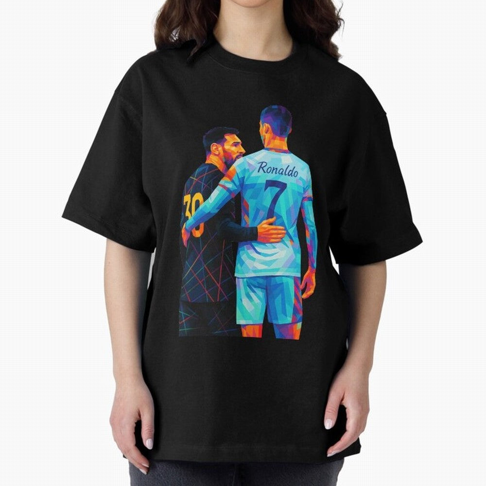 Cristiano Ronaldo & Messi Wpap Art Oversized T-Shirt Follow Every Goal of the FIFA World Cup 2026 Group Stage Journey through Mbappe and Neymar Highlights, England and Germany Pride, Champion Mindset, Group Stage Buzz, Knockout Tension and