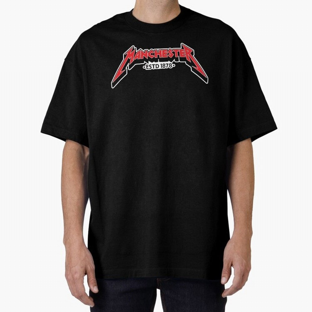 Manchester United Metal Font Oversized T-Shirt Celebrate the Next Chapter of Global Football Passion for FIFA World Cup 2026 USA Canada Mexico, Built around Messi and Cristiano Ronaldo, Portugal, Spain and Germany, Tournament Hype, Historic