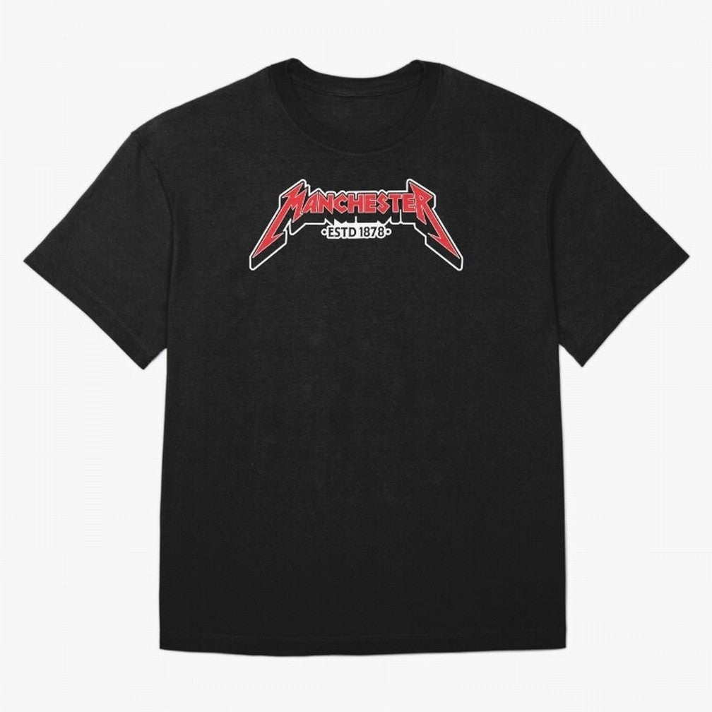 Manchester United Metal Font Oversized T-Shirt Celebrate the Next Chapter of Global Football Passion for FIFA World Cup 2026 USA Canada Mexico, Built around Messi and Cristiano Ronaldo, Portugal, Spain and Germany, Tournament Hype, Historic
