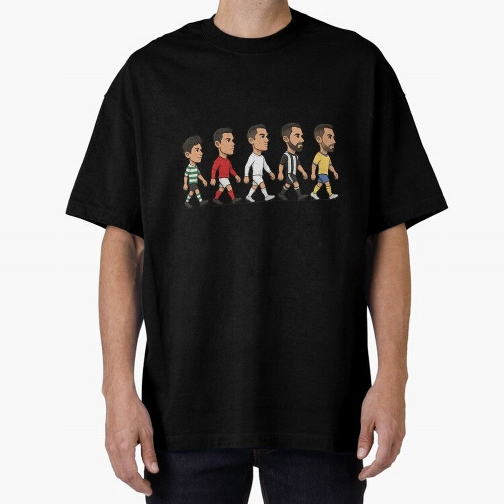 Ronaldo Evolution Sticker ¨C Cartoon Football Art from Sporting to Al-Nassr Oversized T-Shirt Honor Football Greatness during Match Day Hype around FIFA World Cup 2026, Haaland, England and Germany, Stadium Memories, Football Loyalty, International