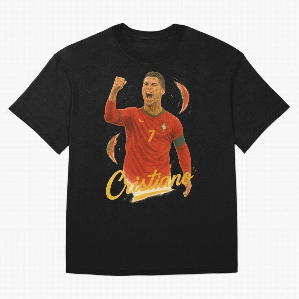 Cristiano Ronaldo Portugal Art ¨C Captain¡¯s Glory Football Tribute	 Oversized T-Shirt Capture FIFA World Cup 2026 Group Stage Spirit, Driven by Brazil, Neymar, Tournament Hype, Historic Matchups, Family Viewing Parties and Global Sports Pride;