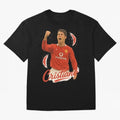 Young Cristiano Ronaldo Man United Art ¨C Rising Soccer Legend Tribute	 Oversized T-Shirt Celebrate Golden Goal Energy in Match Day Hype around FIFA World Cup 2026, Haaland, Brazil, Portugal and Argentina, Goal Celebration Energy, Supporter