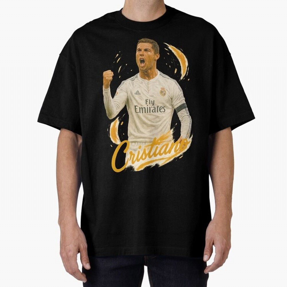 Cristiano Ronaldo Madrid Art - Iconic Soccer Legend Tribute Oversized T-Shirt Celebrate Global Passion for FIFA World Cup 2026 Built around Neymar, France Energy, Champion Mindset, Group Stage Buzz, Knockout Tension and Passionate Fan Culture;