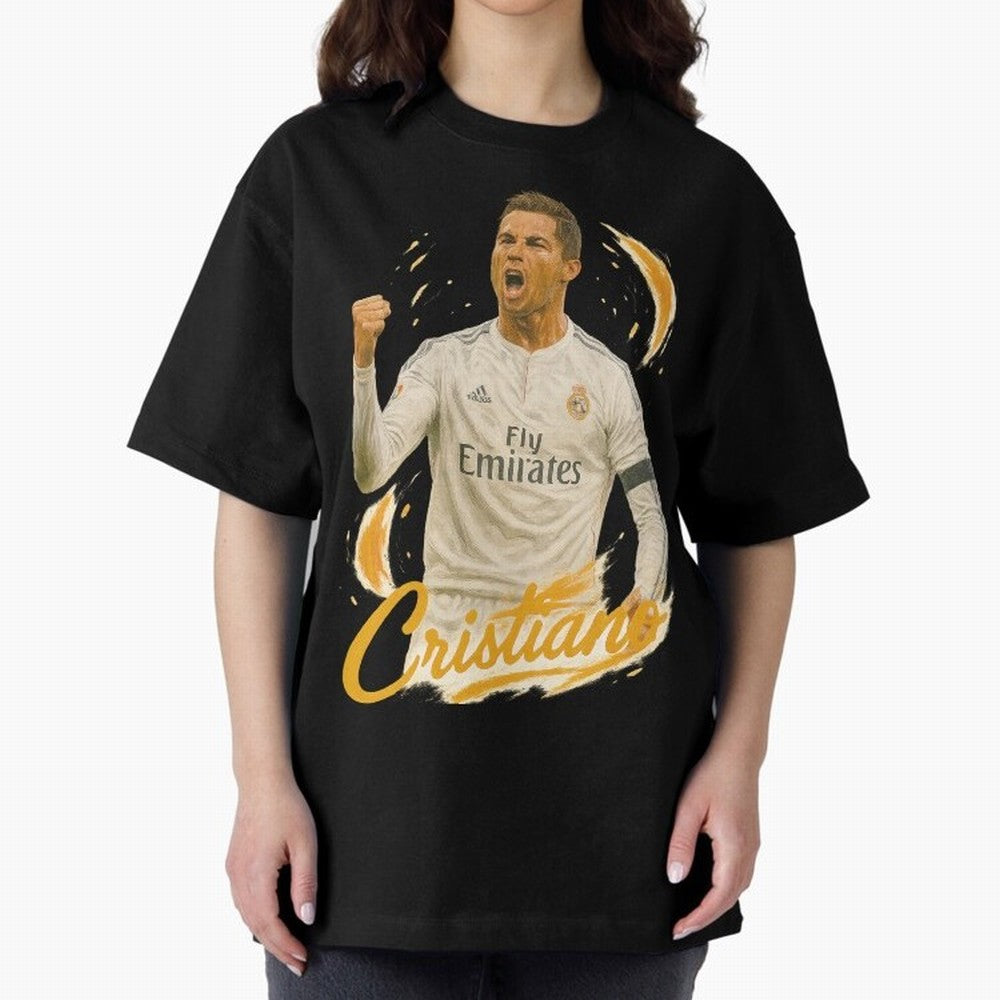 Cristiano Ronaldo Madrid Art - Iconic Soccer Legend Tribute Oversized T-Shirt Celebrate Global Passion for FIFA World Cup 2026 Built around Neymar, France Energy, Champion Mindset, Group Stage Buzz, Knockout Tension and Passionate Fan Culture;