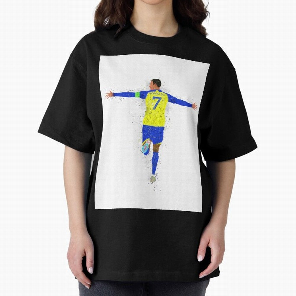 Cristiano Ronaldo Al Nassr Football Oversized T-Shirt Celebrate Global Passion for the FIFA World Cup 2026 Group Stage Journey through CR7 and Messi Highlights, France and Portugal Pride, Supporter Pride, Iconic Celebrations, Legendary Names and