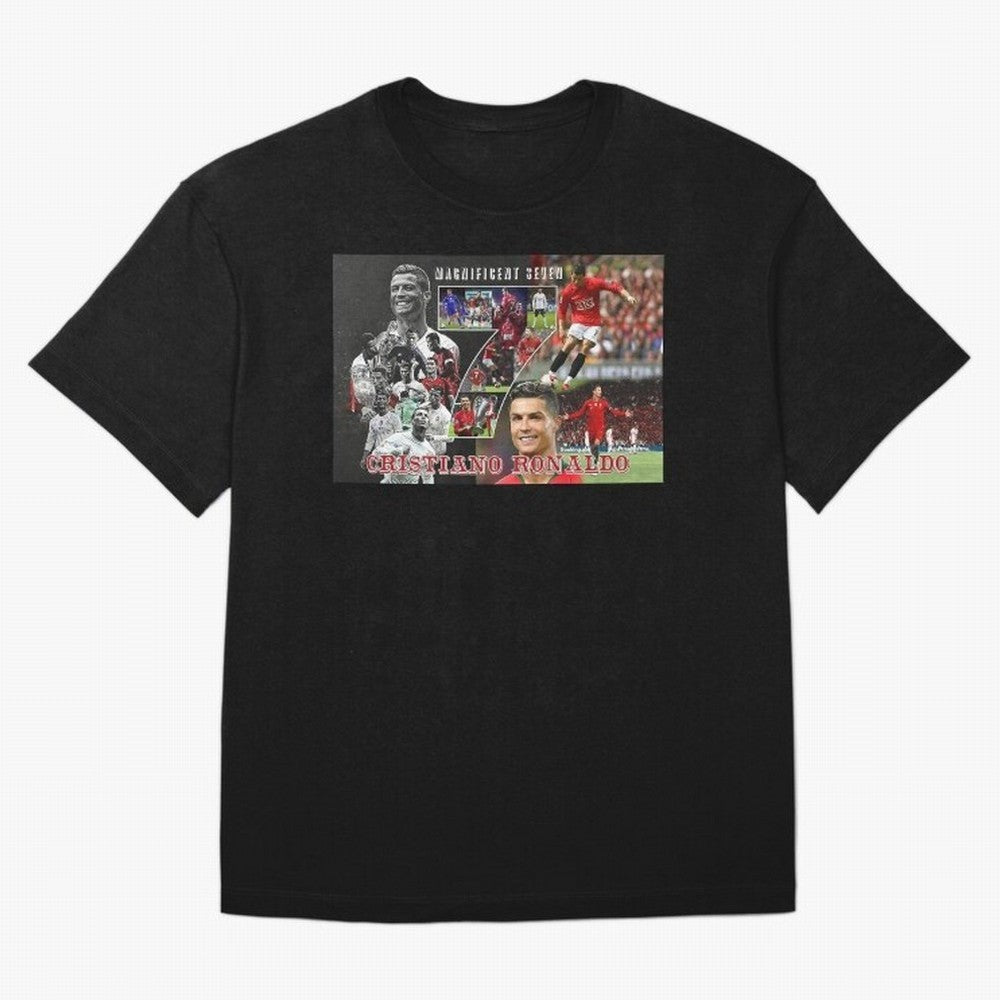 Cristiano Ronaldo - Magnificent 7 Poster Oversized T-Shirt Get Ready for FIFA World Cup 2026 Group Stage for Fans of Mbappe and Neymar and England, France and Netherlands, Bringing Football History, Final Match Energy, Crowd Noise and Once in a