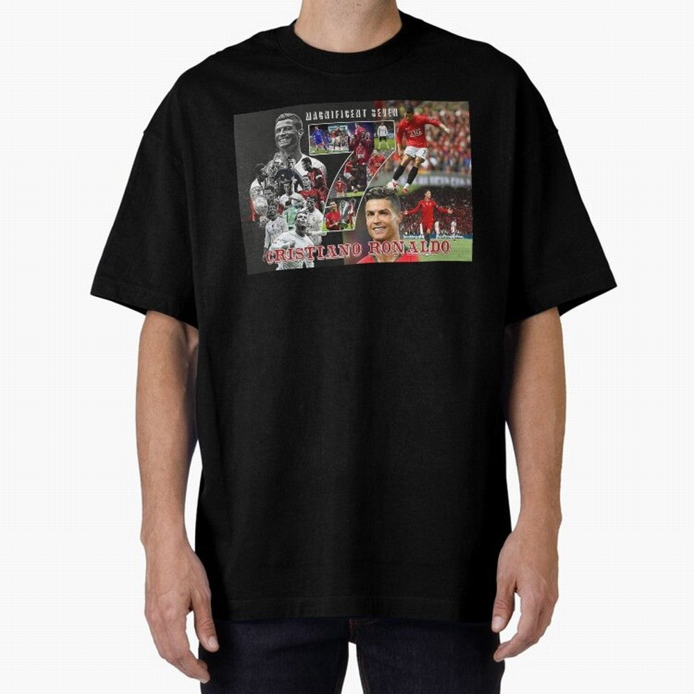 Cristiano Ronaldo - Magnificent 7 Poster Oversized T-Shirt Get Ready for FIFA World Cup 2026 Group Stage for Fans of Mbappe and Neymar and England, France and Netherlands, Bringing Football History, Final Match Energy, Crowd Noise and Once in a