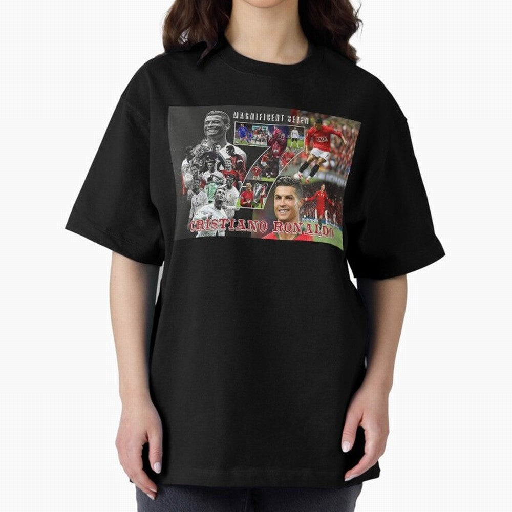 Cristiano Ronaldo - Magnificent 7 Poster Oversized T-Shirt Get Ready for FIFA World Cup 2026 Group Stage for Fans of Mbappe and Neymar and England, France and Netherlands, Bringing Football History, Final Match Energy, Crowd Noise and Once in a