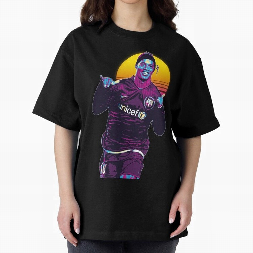 ronaldinho retro Oversized T-Shirt Represent Fans Who Live for Global Football Passion for FIFA World Cup 2026, Capturing CR7, Germany, Football History, Final Match Energy, Crowd Noise and Once in a Lifetime Moments; Perfect for People Who Love